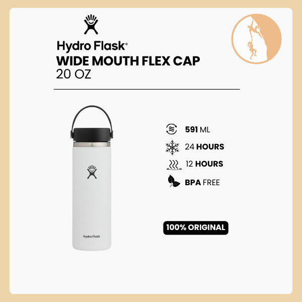 Hydro Flask Wide Mouth Flex Cap 20oz/ ml - WHITE