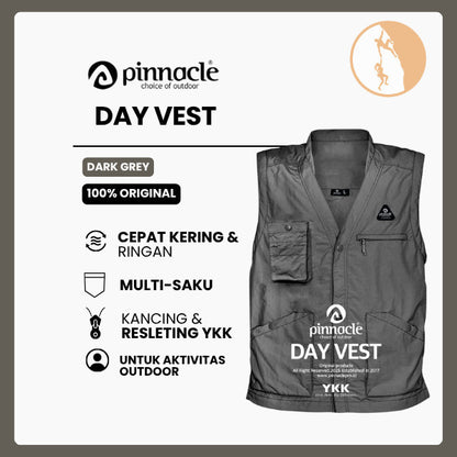 Pinnacle Day Vest Dark Grey – Rompi Kasual & Outdoor Yang Ringan & Multi Saku