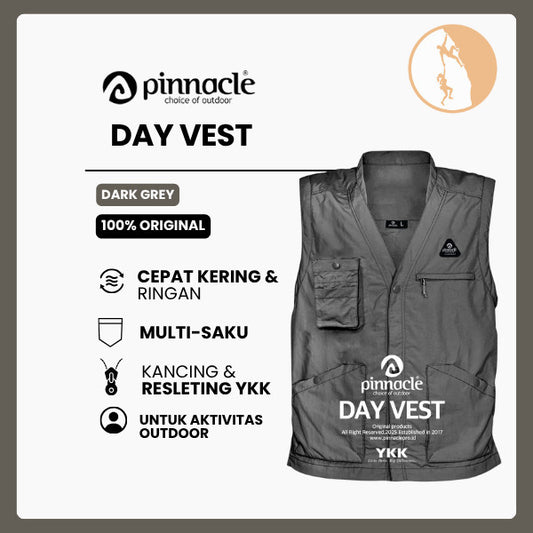 Pinnacle Day Vest Dark Grey – Rompi Kasual & Outdoor Yang Ringan & Multi Saku