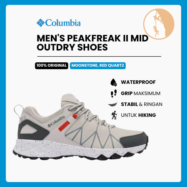 Sepatu Hiking Pria Waterproof - Columbia Men's Peakfreak™ II Outdry™ Hiking Shoe (Moonstone/Red Quartz)