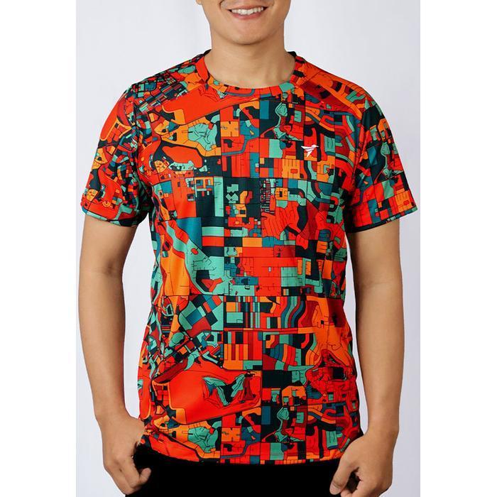 Kaos Olahraga Pria - Trijee Numa Men Jersey Short Sleeve (Turqoise Orange)