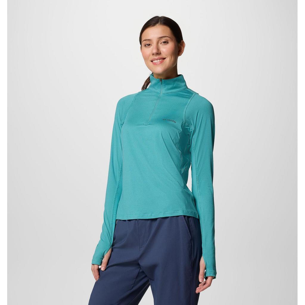 Columbia Women's Weekend Ascent™ Half Zip Shirt (Teal) – Baju Hiking & Outdoor Wanita