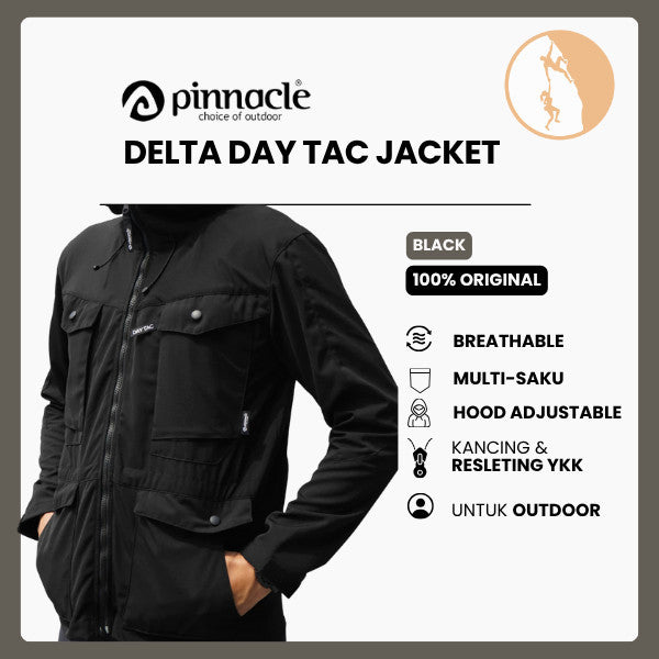 Jaket Pria Ripstop Multi Saku - Pinnacle Delta Day Tac Jacket (Black)