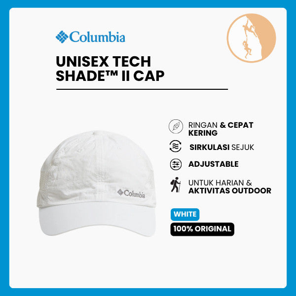 Topi Outdoor Unisex Columbia Tech Shade II Hat (White)