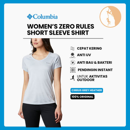Kaos  Olahraga Wanita  - Columbia Womens Zero Rules SS Shirt (Cirrus Grey Heather)