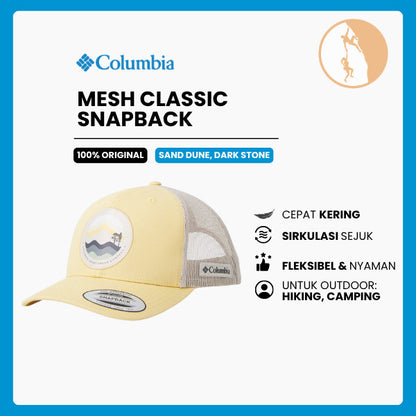 Snapback Cap Columbia Mesh Classic (Sand Dune/Dark Stone) - Flexfit Outdoor Hat / Unisex