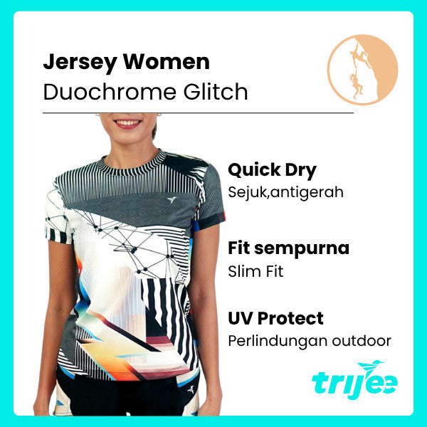 Kaos Olahraga Wanita - Trijee DG Jersey Women Short Sleeve (Duochrome Glitch)