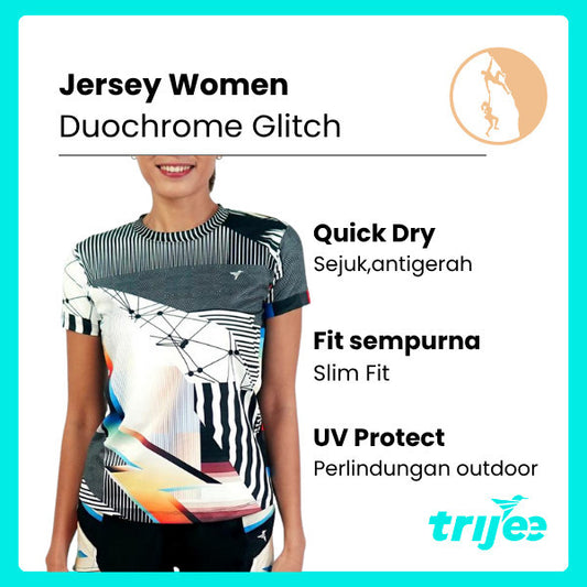 Kaos Olahraga Wanita - Trijee DG Jersey Women Short Sleeve (Duochrome Glitch)