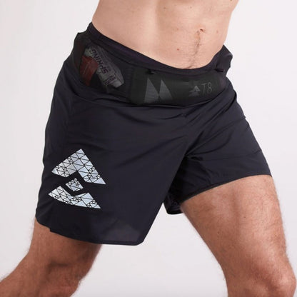 T8 Men's Sherpa Shorts V2 (Black/Silver Logo) - Celana Pendek Lari