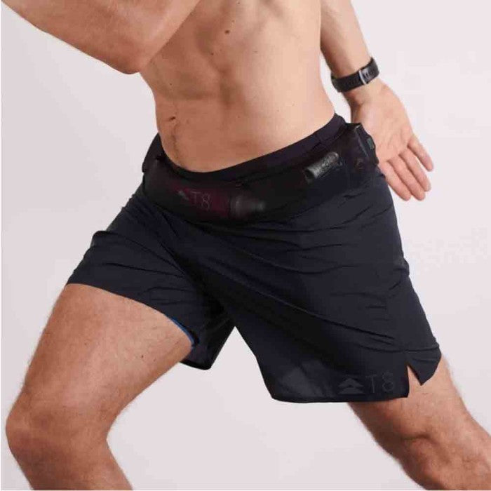 T8 Men's Sherpa Shorts V2 (Black/Silver Logo) - Celana Pendek Lari