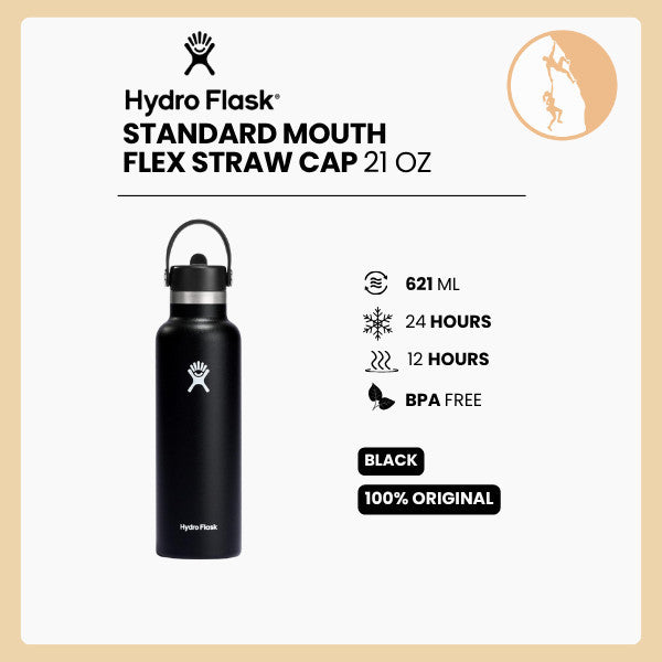 Hydro Flask Standard Mouth Flex Straw Cap Black 21Oz
