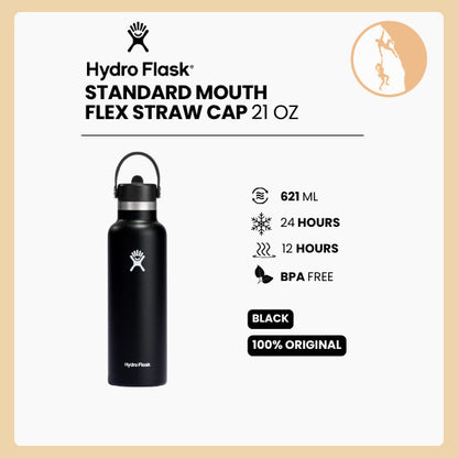 Hydro Flask Standard Mouth Flex Straw Cap Black 21Oz