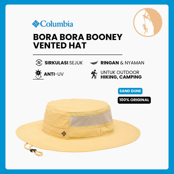 Topi Hiking Outdoor Columbia Bora Bora Booney (Sand Dune) – Bucket Hat Anti UV, Breathable & Adjustable