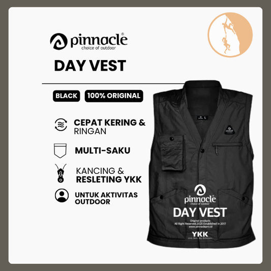Pinnacle Day Vest Black – Rompi Kasual & Outdoor Yang Ringan & Multi Saku