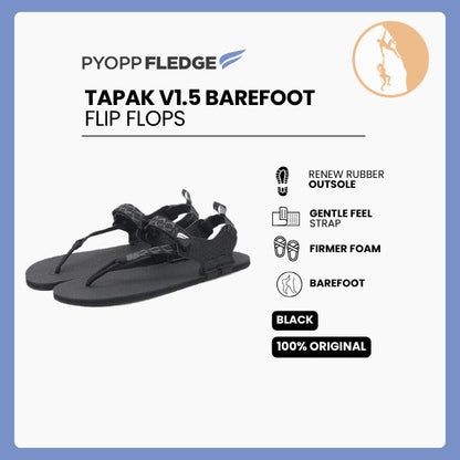 Sandal Pyopp Fledge - Tapak V1.5 Barefoot Flip Flops - Black
