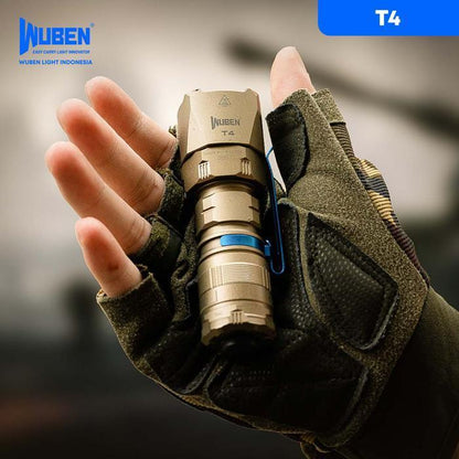 Wuben T4 Portable Tactical Flashlight Senter - 850 Lumens 401 Meters - Dessert Tan