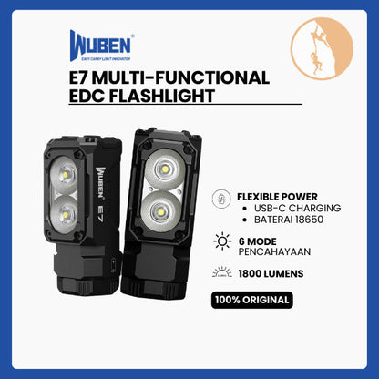 Wuben E7 Multi-functional EDC Flashlight Senter Kepala - 1800 Lumens 132 Meters