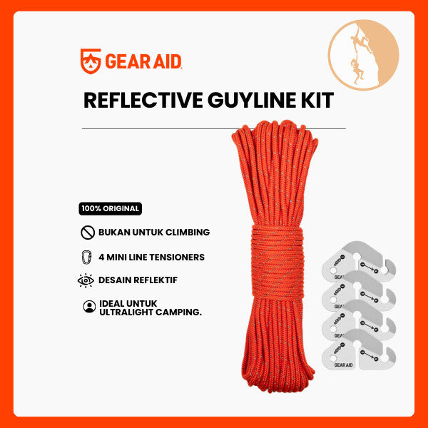 Tali Tenda Camping - Gear Aid Reflective Guyline Kit with Tensioners (50ft/15,24meter)