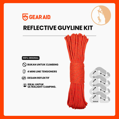 Tali Tenda Camping - Gear Aid Reflective Guyline Kit with Tensioners (50ft/15,24meter)