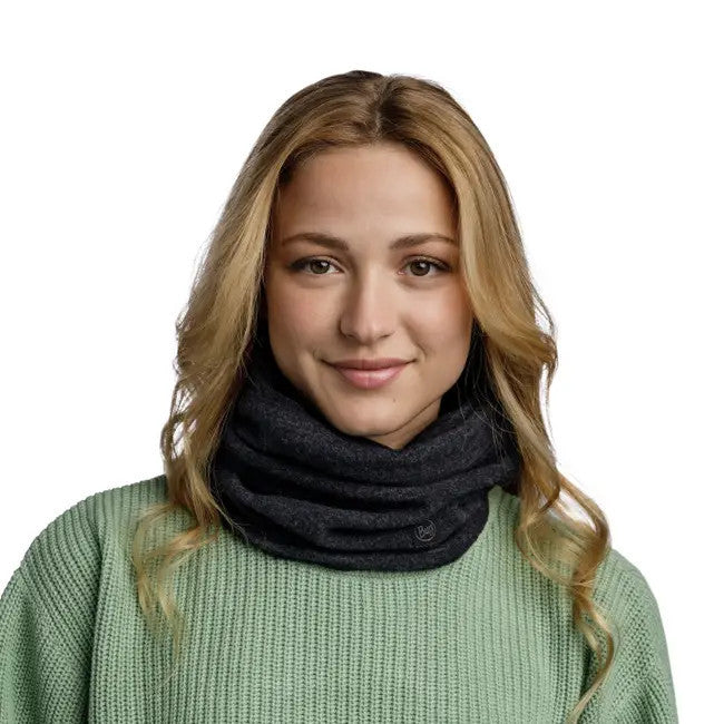 Buff Merino Fleece Neck Warmer Solid Black