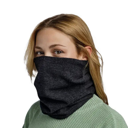 Buff Merino Fleece Neck Warmer Solid Black