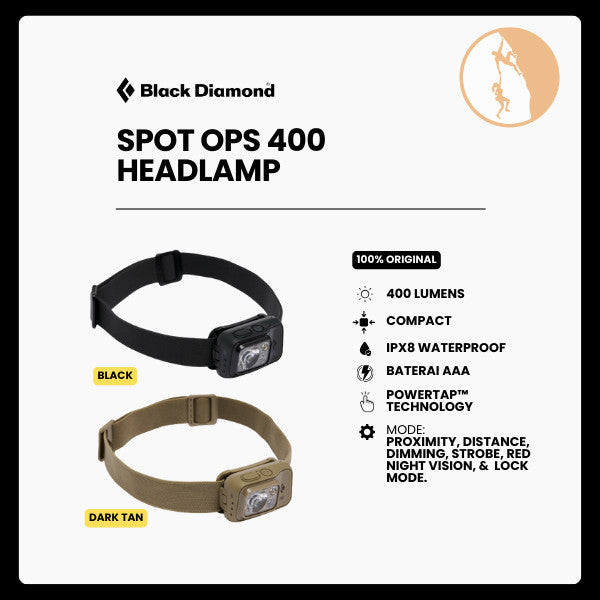 Senter Kepala Outdoor Camping - Black Diamond Spot Ops 400 Headlamp