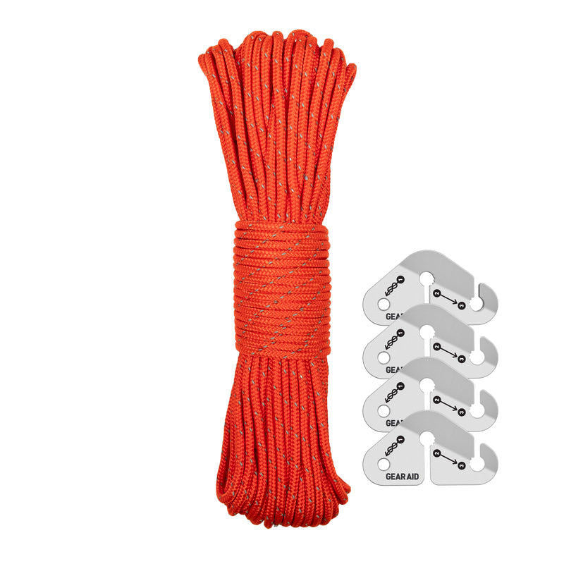 Tali Tenda Camping - Gear Aid Reflective Guyline Kit with Tensioners (50ft/15,24meter)