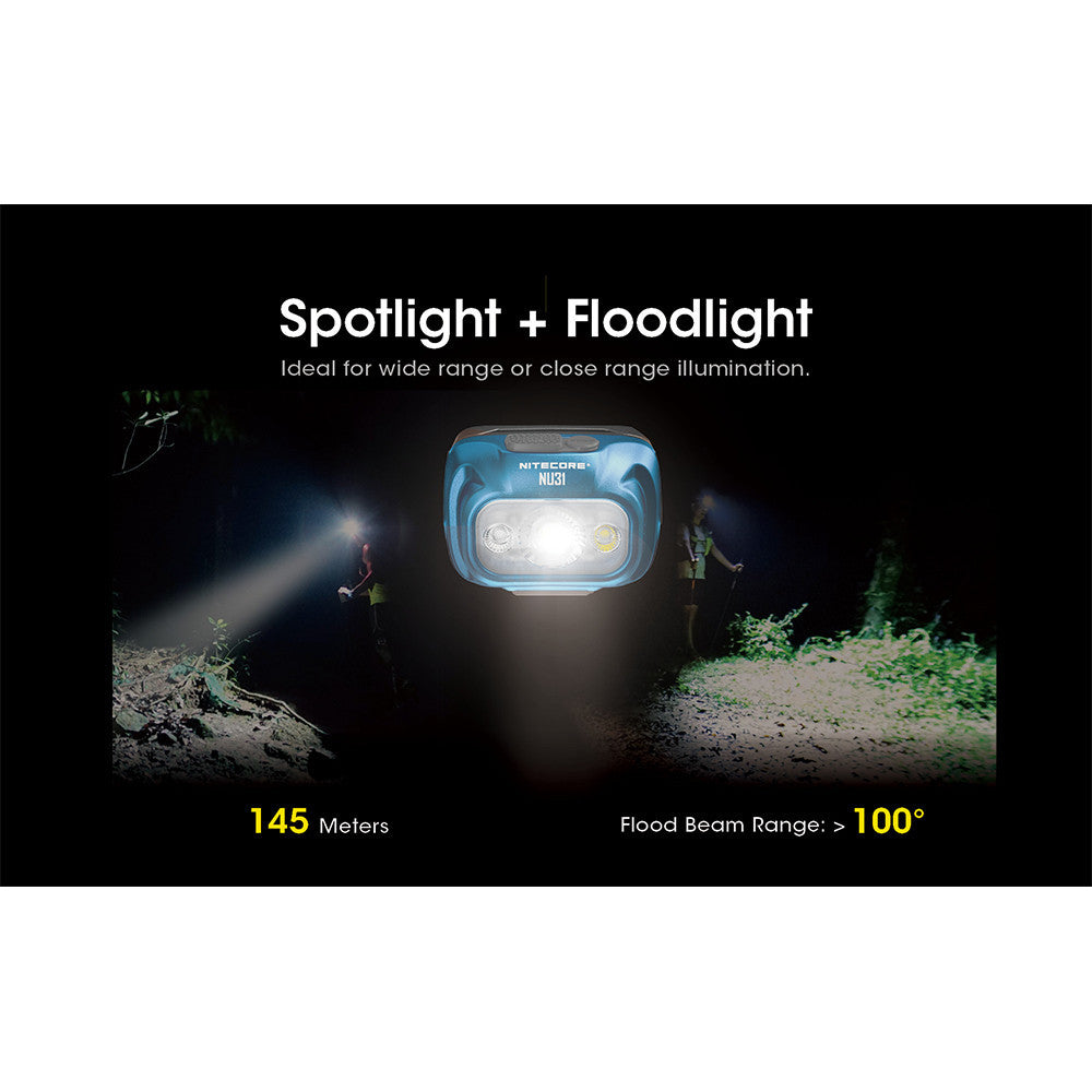 Senter Kepala - NITECORE Headlamp LED Senter Kepala Triple Output IP66 1800mAh 550lm - NU31 (Gray)