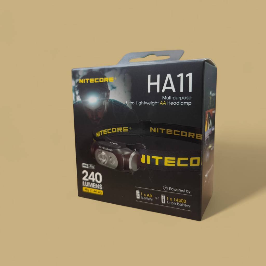 Senter Kepala - NITECORE LED Headlamp Lightweight AA Battery 240 Lumens - HA11 (Black)