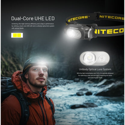 Senter Kepala - NITECORE LED Headlamp Lightweight AA Battery 240 Lumens - HA11 (Black)