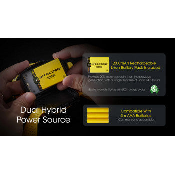 NITECORE Battery Pack Rechargeable USB C 1500mAh for UT27 HA23 UHE - HLB1500 / Yellow