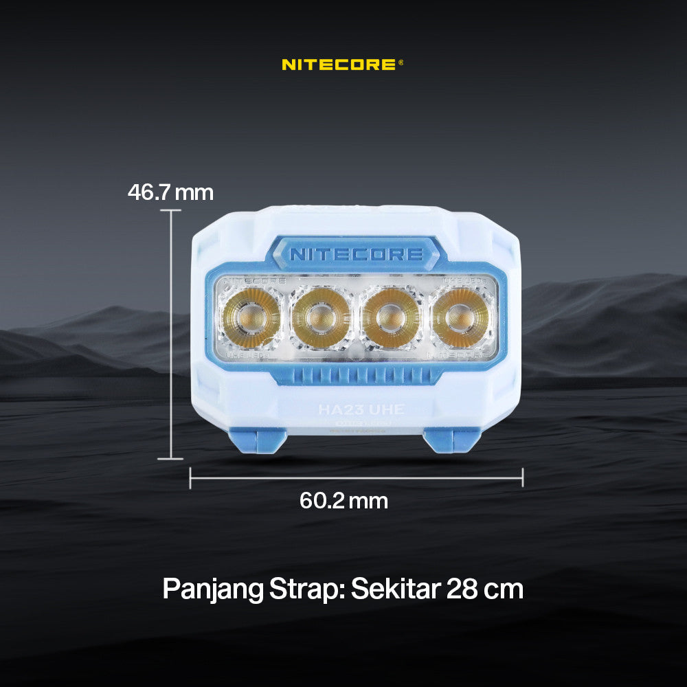 NITECORE Senter Kepala Headlamp LED MCT UHE 3in1 Color IP68 600 Lumens - HA23 UHE - Blue