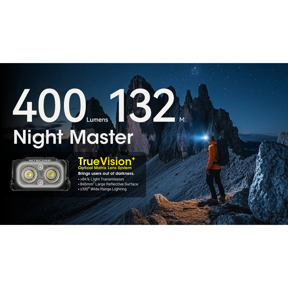 NITECORE Senter Kepala LED Headlamp 3in1 Color 700mAh IP66 400 Lumens - NU25 MCT - Black