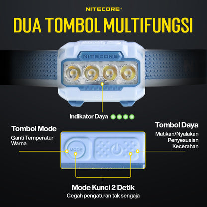 NITECORE Senter Kepala Headlamp LED MCT UHE 3in1 Color IP68 600 Lumens - HA23 UHE - Blue