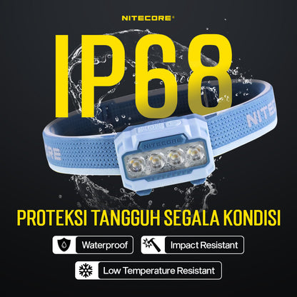 NITECORE Senter Kepala Headlamp LED MCT UHE 3in1 Color IP68 600 Lumens - HA23 UHE - Blue