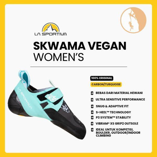 La Sportiva Skwama Vegan Woman's (Carbon/Turquoise)  - Sepatu Panjat Wanita /Climbing Shoes/Animal-Free Material