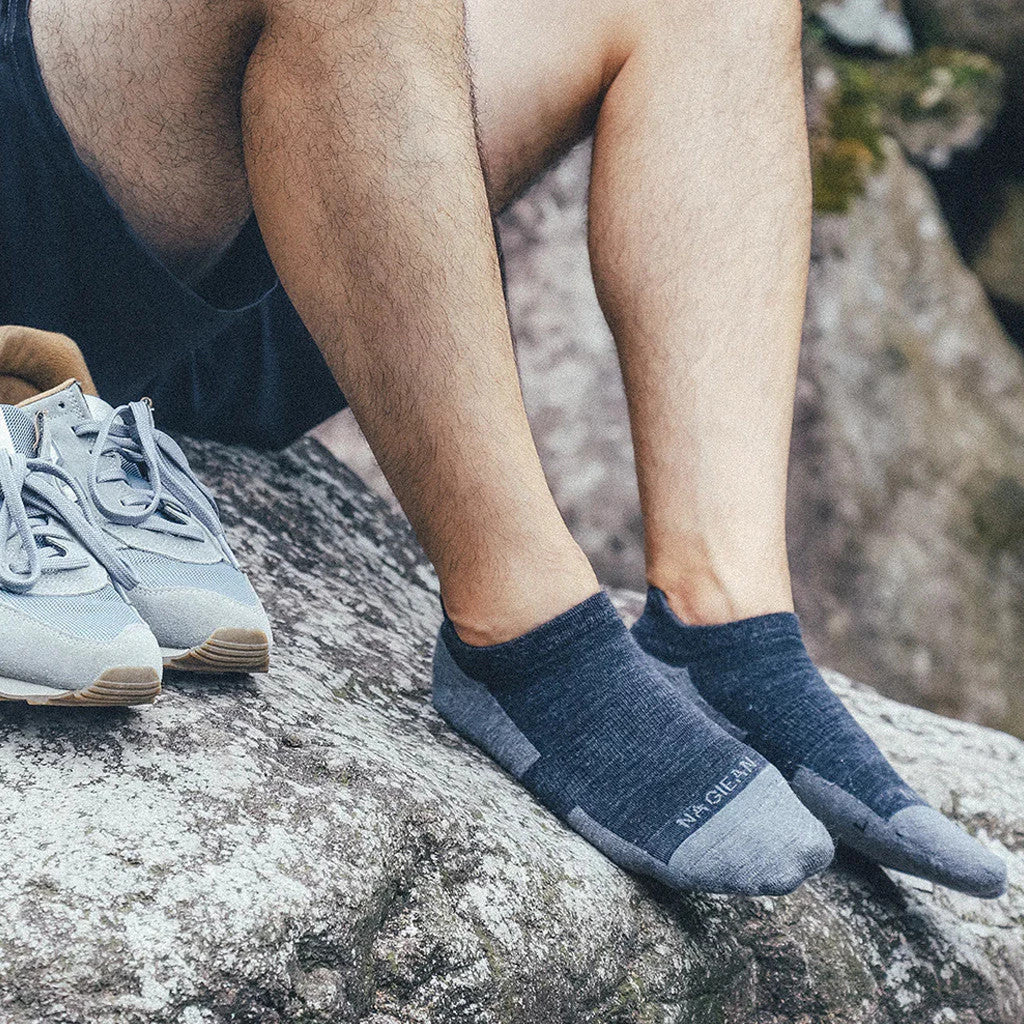 NAGIEAN Merino Socks - No Show - Grey/Black 2 Pair - Kaos Kaki Outdoor Hiking Premium