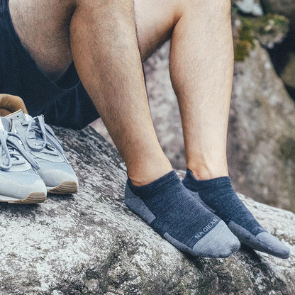 NAGIEAN Merino Socks - No Show - Grey/Black 2 Pair - Kaos Kaki Outdoor Hiking Premium