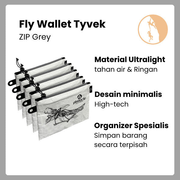 Pinnacle Pro Official Fly Wallet Tyvek - Zip Grey