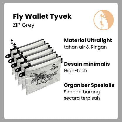 Pinnacle Pro Official Fly Wallet Tyvek - Zip Grey