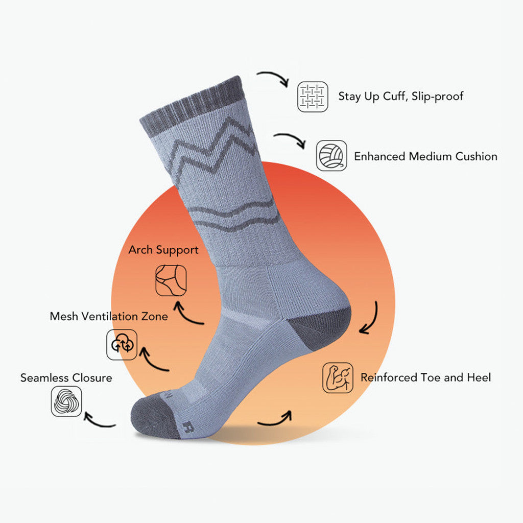 NAGIEAN Merino Socks Crew (Grey) – Kaos Kaki Outdoor Hiking Premium