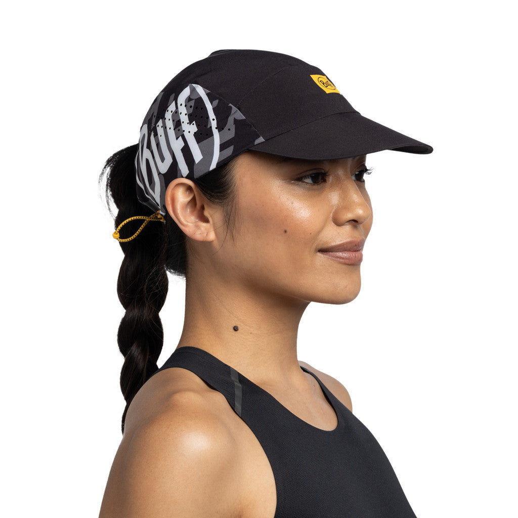 Buff Original Pack Speed Cap LOGO Black (Foldable) - Topi Lari Trail/Hiking