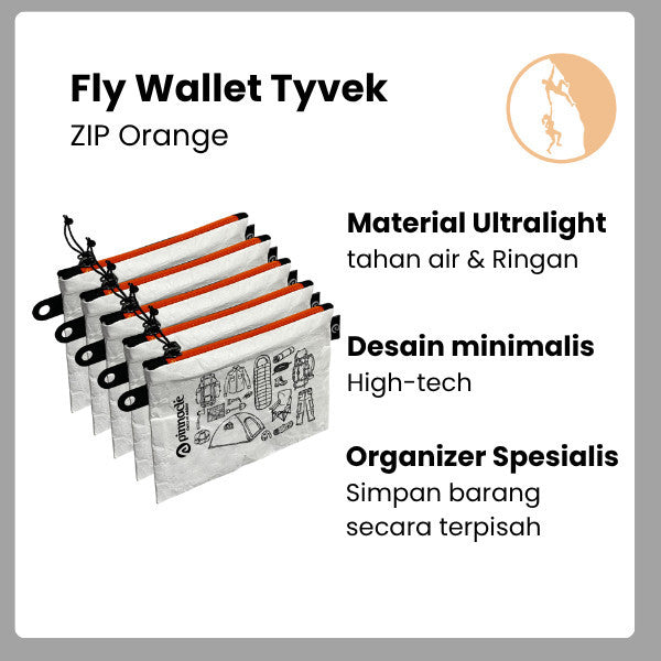 Pinnacle Pro Official Fly Wallet Tyvek - Zip Orange