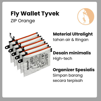 Pinnacle Pro Official Fly Wallet Tyvek - Zip Orange