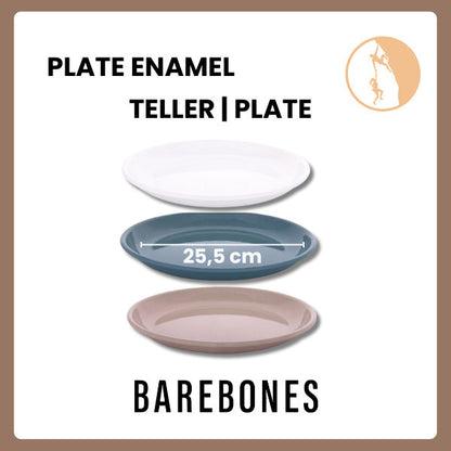 Piring Enamel Barebones -  Rolled Enamelware Plate