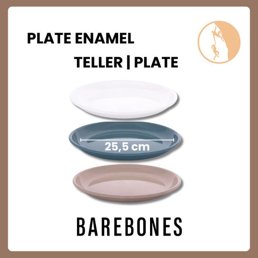 Piring Enamel Barebones -  Rolled Enamelware Plate