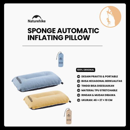 Bantal Traveling/Portable - Naturehike Sponge Automatic Inflating Pillow
