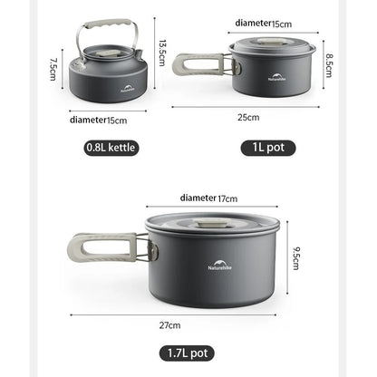 Alat Masak Camping Outdoor - Naturehike Cooking Set Wild Trekking Aluminum Alloy Pot Set / CNK2450CF010