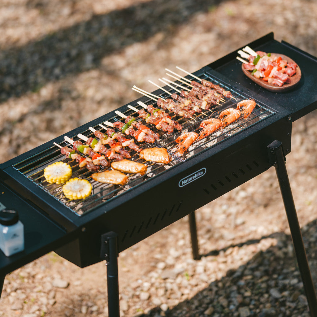 Kompor Pemanggang Camping Outdoor - Naturehike Moyan Multi-functional Vertical Barbecue Grill / CNK2550CF013 / Black / Storage Rack