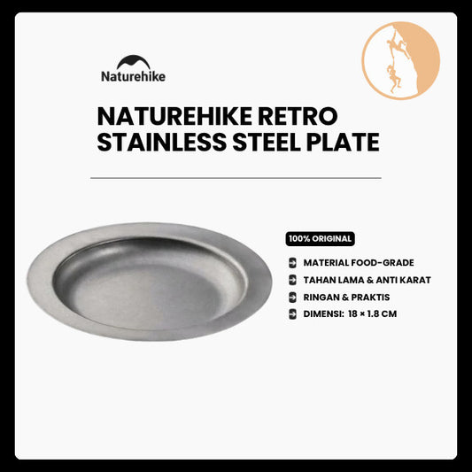 Piring Makan Stainless Steel - Naturehike Retro Cutlery - Stainless Steel Deep Disc/Plate